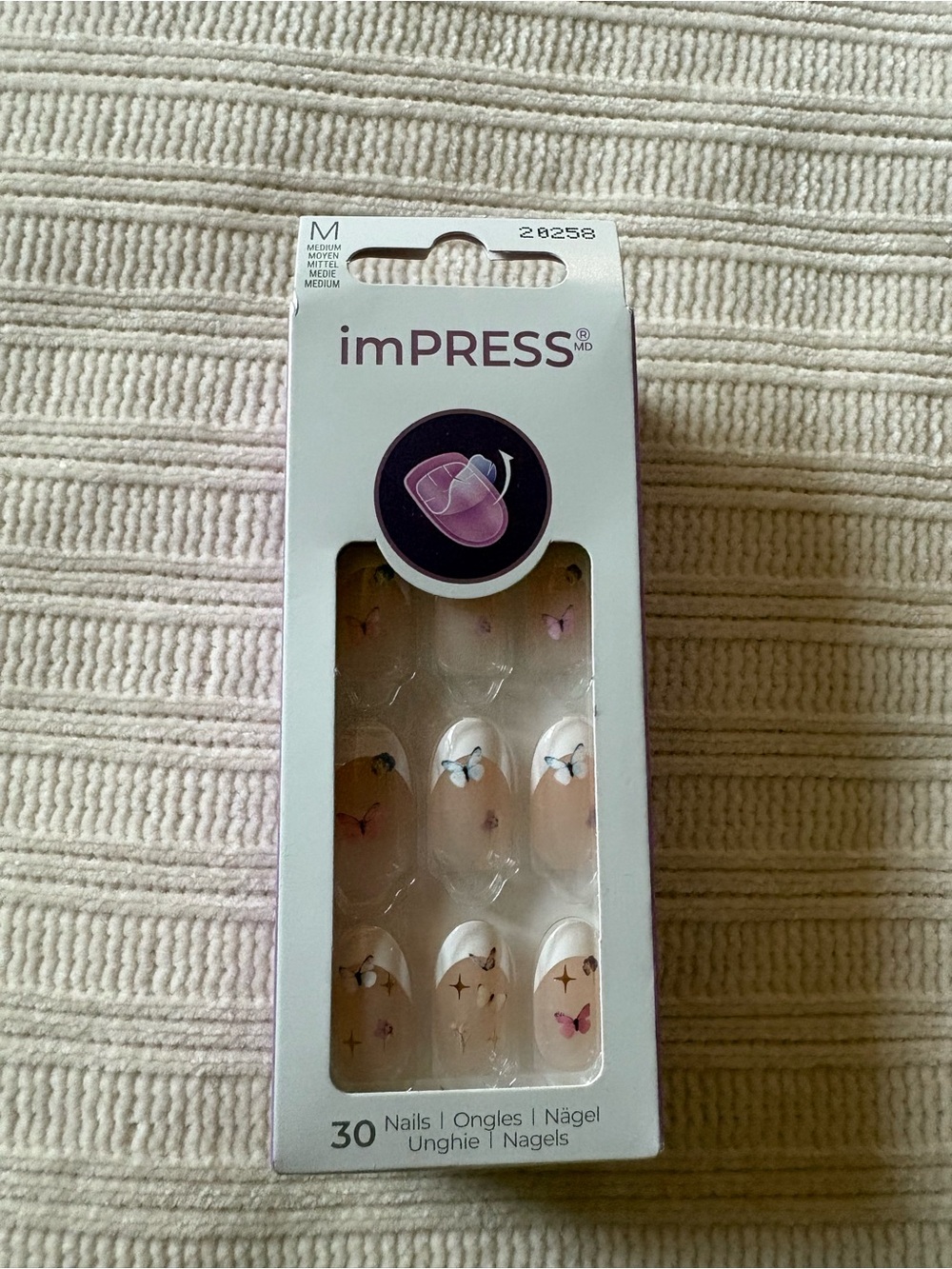 imPRESS Press-On Nails - Pink Butterfly Accent (30 Pack)